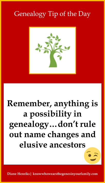 Genealogy Tip of the Day Anything Possible in Genealogy Names Changes and Elusive Ancestor's