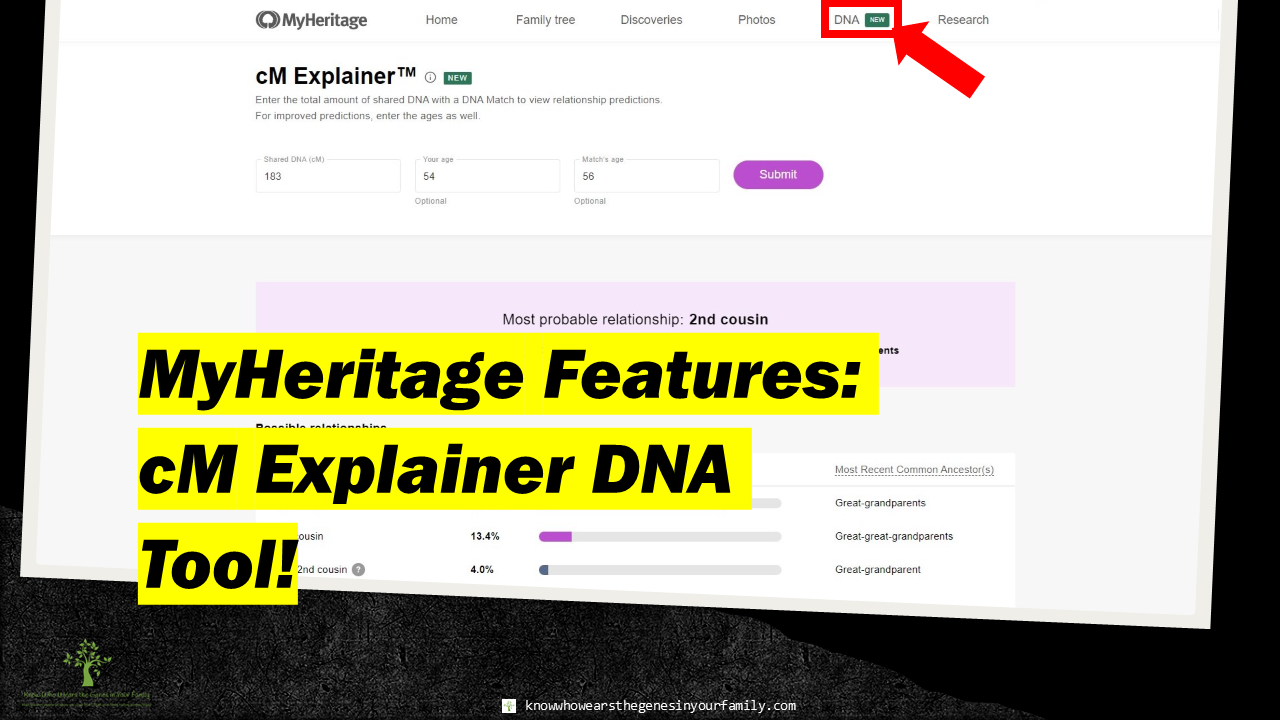 MyHeritage Features, MyHeritage Tools, MyHeritage cM Explainer DNA Tool, Genetic Genealogy Tools, 