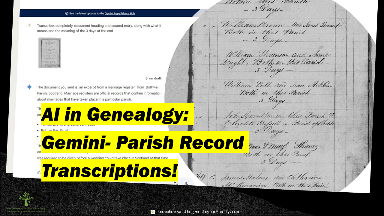 AI in Genealogy, Google Gemini HTR Record Transcriptions 