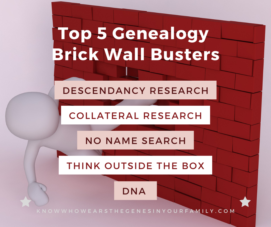 Top 5 Genealogy Research Brick Wall Busters, Descendancy Research and Collateral Research with DNA