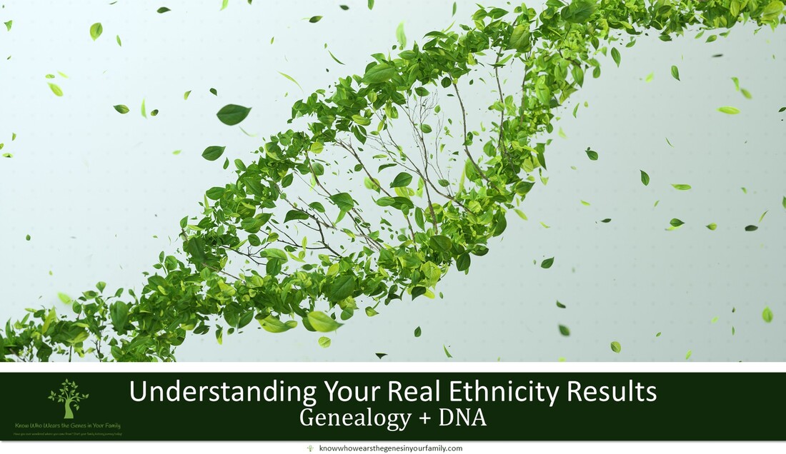 Genealogy DNA Testing and Ethnicity Inheritance vs. Biogeographical Ancestry, Green Leaves Family Tree DNA Chromosome with Text