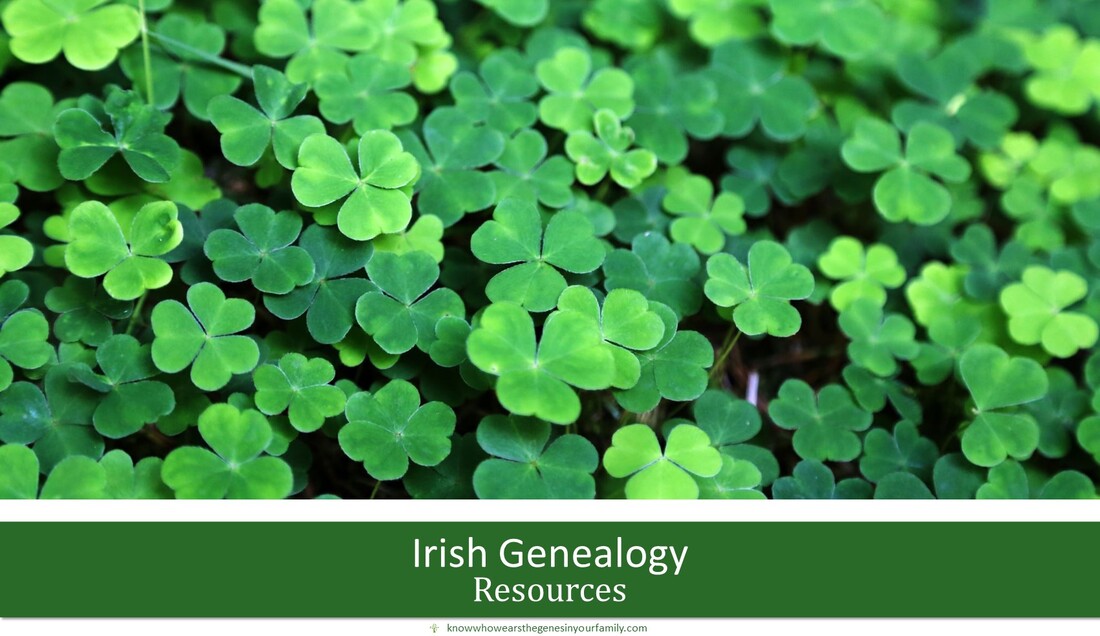 Irish Genealogy Resources and Research Must Haves, Green Irish Clovers with Text