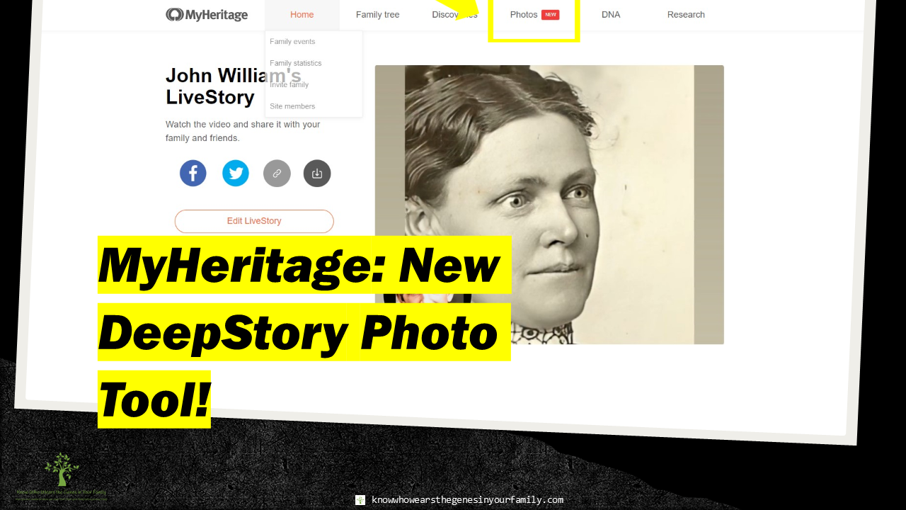MyHeritage DeepStory Photo Voice and Animation Genealogy Resource and Tool with Vintage Photo and Text