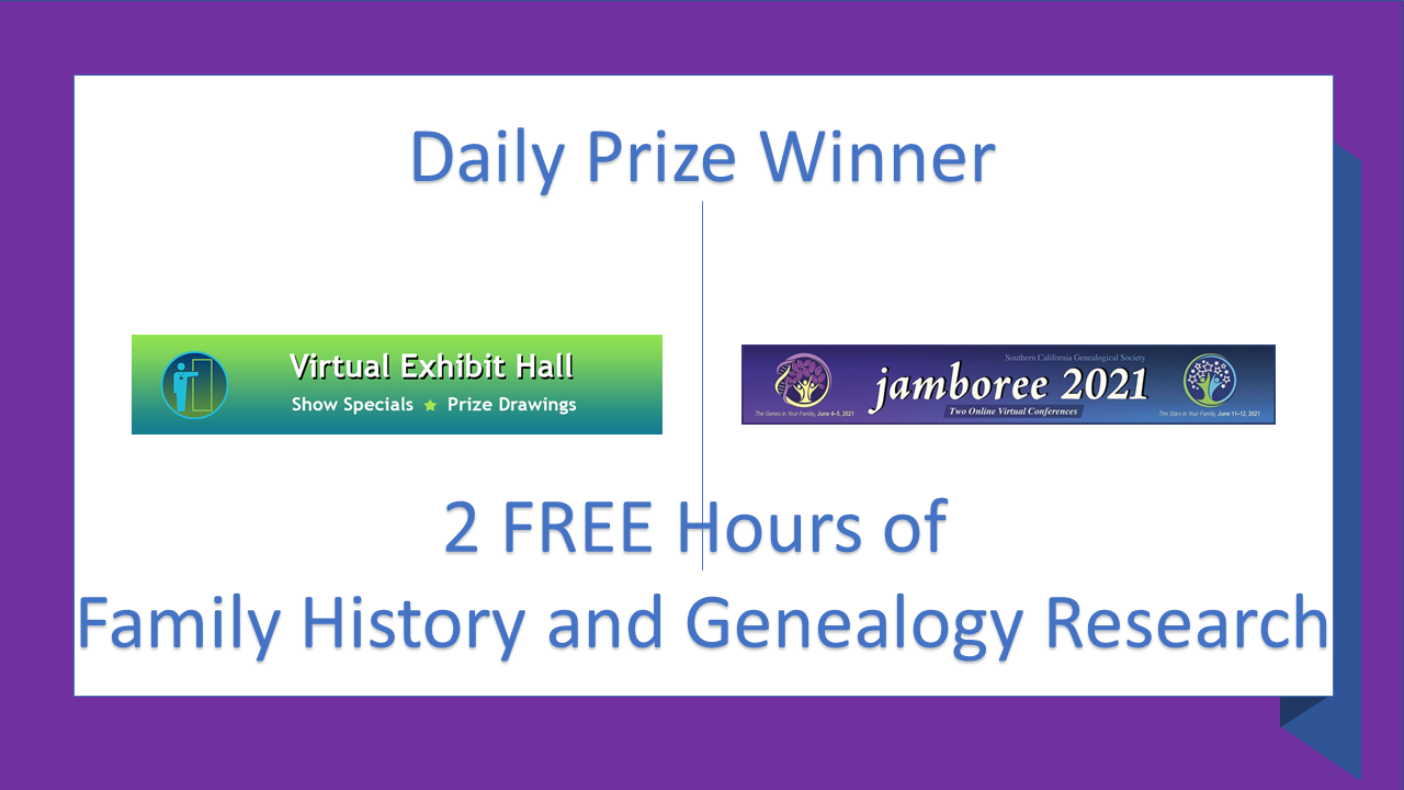  Jamboree 2021 Family History and Genealogy Daily Prize Winners