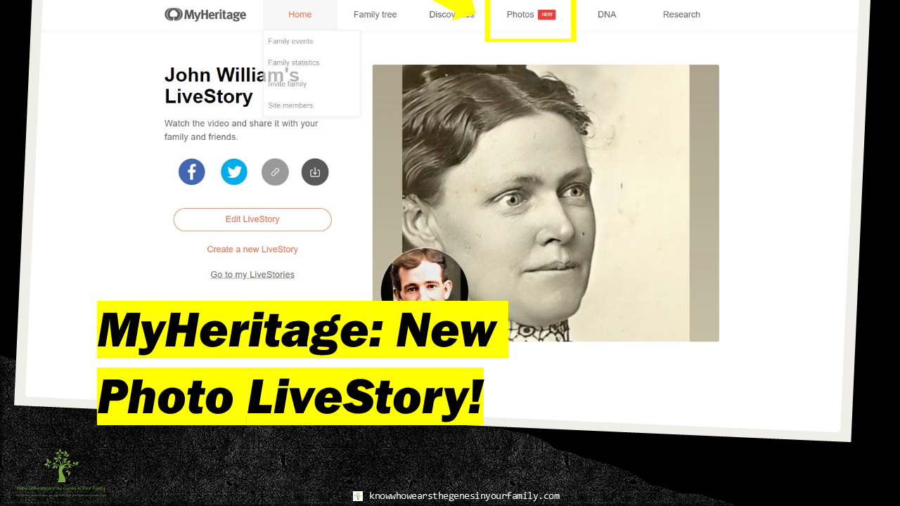 MyHeritage LiveStory, Ancestor Video Biography, Family History Photo Tools, Genealogy Resources