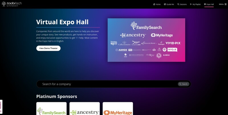 RootsTech Connect 2021 Virtual Expo Hall Screenshot 