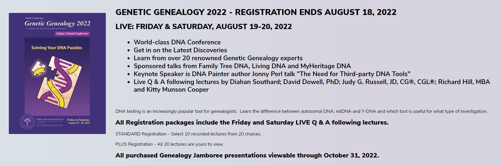 Genetic Genealogy Conference, Genealogy Jamboree Event
