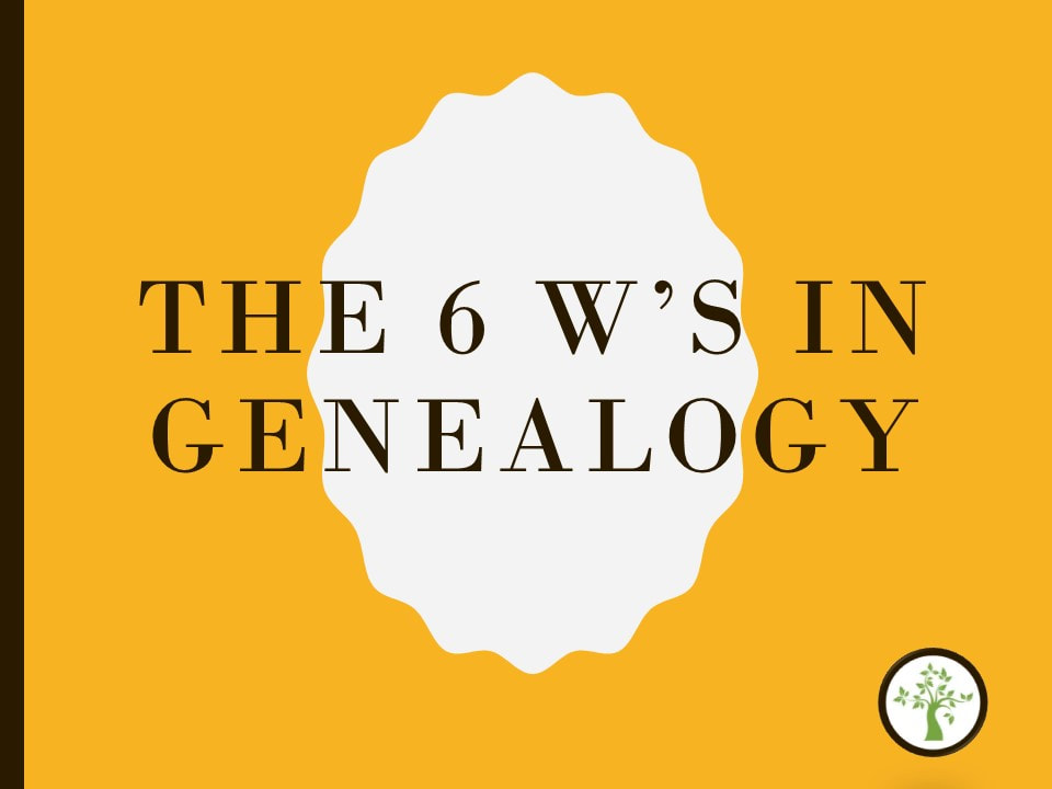 Genealogy Presentation, Genealogy Speaking, The 6 W's in Genealogy, Genealogy Lecture 